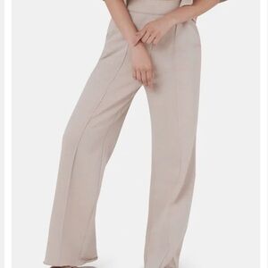 Tkees Womens raw edge wide leg sweatpants tan/Sand 2 (6/8)